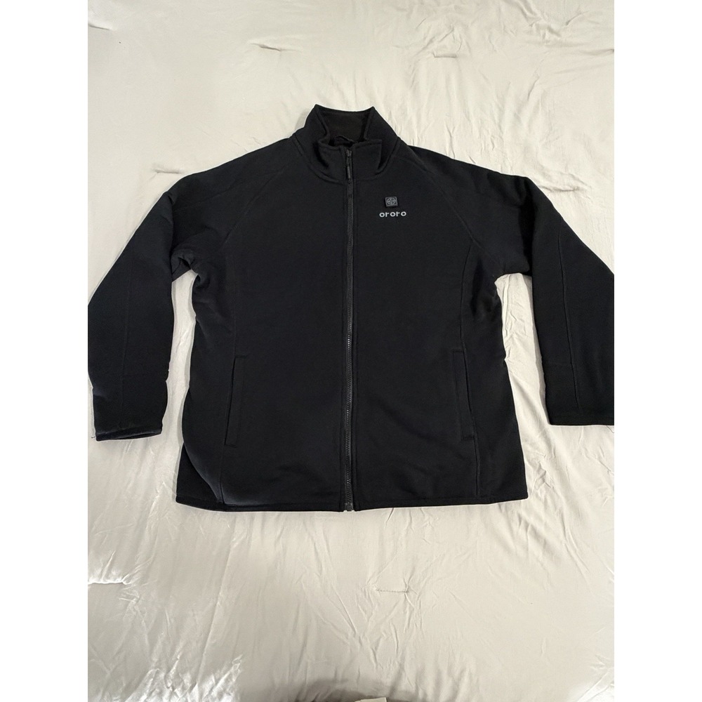 ORORO Women's Heated Fleece Jacket Black L Full Zip 3-Zone Heat - No Battery
